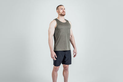 Athlete wearing Heather Olive Sigmatech Tank Top