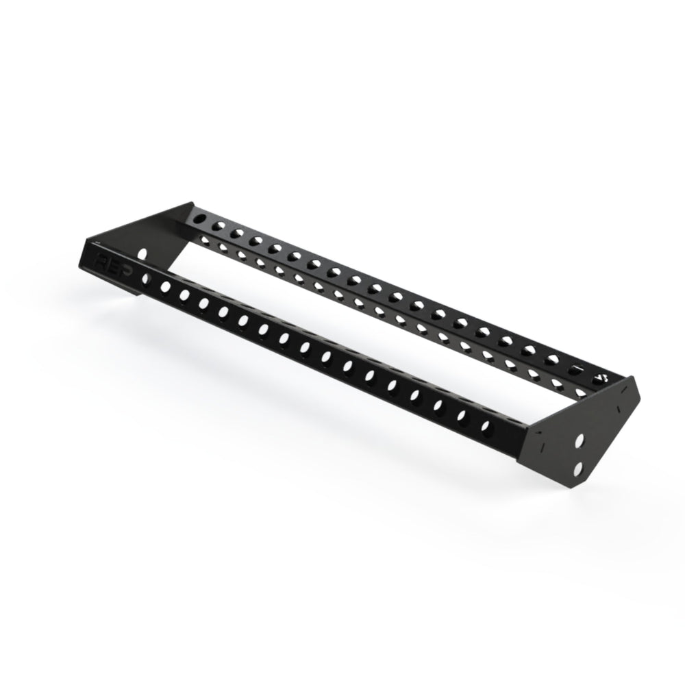 Ball & Plate Storage Shelf – heavy-duty 11-gauge steel gym storage shelf for bumper plates, medicine balls, and slam balls, 600lb capacity, 41” wide with laser-cut REP logo, metallic black powder-coat finish, compatible with PR-5000 power rack for organized, space-saving gym setup from Rep Fitness UK | Shop Premium Gym Equipment for Home & Commercial Use, Best Online Gym Equipment UK