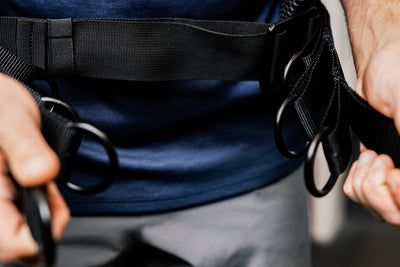 Close up of the belt squat belt and o-rings for length options from Rep Fitness UK | Shop Best Premium Gym Equipment for Home & Commercial Use Online