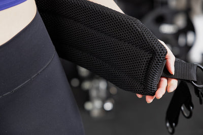 close up of belt squat belt and the air mesh cushioning on the inside from Rep Fitness UK | Shop Best Premium Gym Equipment for Home & Commercial Use Online