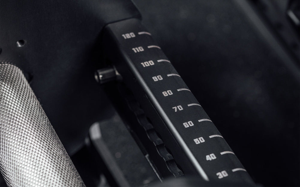 Close-up Pepin black dumbbell adjustment scale from Rep Fitness UK | Shop Premium Gym Equipment for Home & Commercial Use Online | Best only gym equipment UK