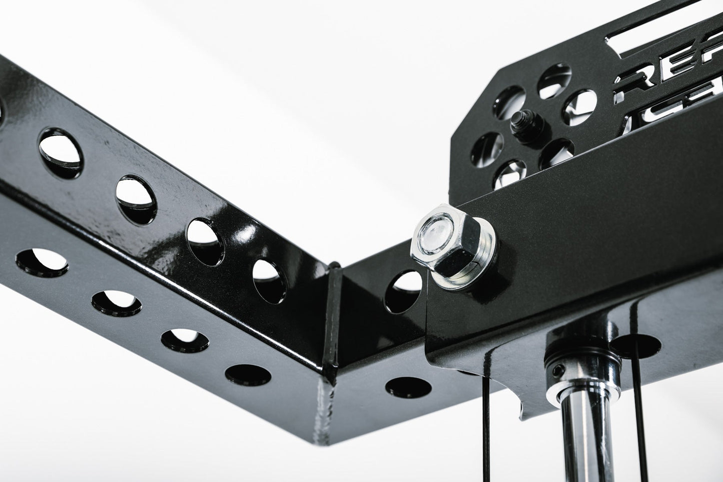 Close up of the L Shaped Crossmembers showing 1'' pinhole details from Rep Fitness UK | Shop Best Premium Gym Equipment for Home & Commercial Use Online