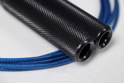 Competition Speed Rope Close Up of Black Handles and Knurl from Rep Fitness UK | Shop Best Premium Gym Equipment for Home & Commercial Use Online
