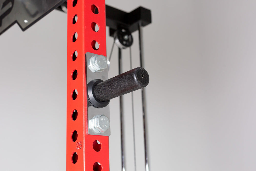 Close up of 5000 Series Weight Horn. Three pairs of 6” weight horns and three pairs of 12” weight horns. Heavy-duty 6” and 12” urethane-coated steel weight horns; bolt-on design, holds up to 315 lbs of plates, rubber gasket stops protect weights, and compact storage solution for organized home or commercial gyms. Made from urethane-coated, 1" diameter solid bar stock. Easily bolt the weight horns onto your power rack from Rep Fitness UK | Shop Premium Gym Equipment for Home & Commercial Use, Best Online Gym