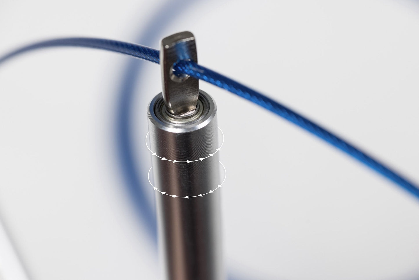 Competition Speed Rope Close Up of Ball Bearing Handle  and  Rubber-Coated Galvanized Steel Strand from Rep Fitness UK | Shop Best Premium Gym Equipment for Home & Commercial Use Online