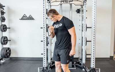 D-handle being used for bicep curl from Rep Fitness UK | Shop Best Premium Gym Equipment for Home & Commercial Use Online
