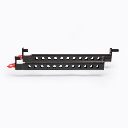 Flip-Down Safeties 5000 Series Racks, heavy-duty 11-gauge steel safety arms for power racks; 1,000 lb and 700 lb capacities, quick-lock clevis pin design, protective liners for barbell and uprights, and 1” side holes compatible with Leg Roller, Utility Horn, and Band Peg attachments rom Rep Fitness UK | Shop Premium Gym Equipment for Home & Commercial Use, Best Online Gym Equipment UK
