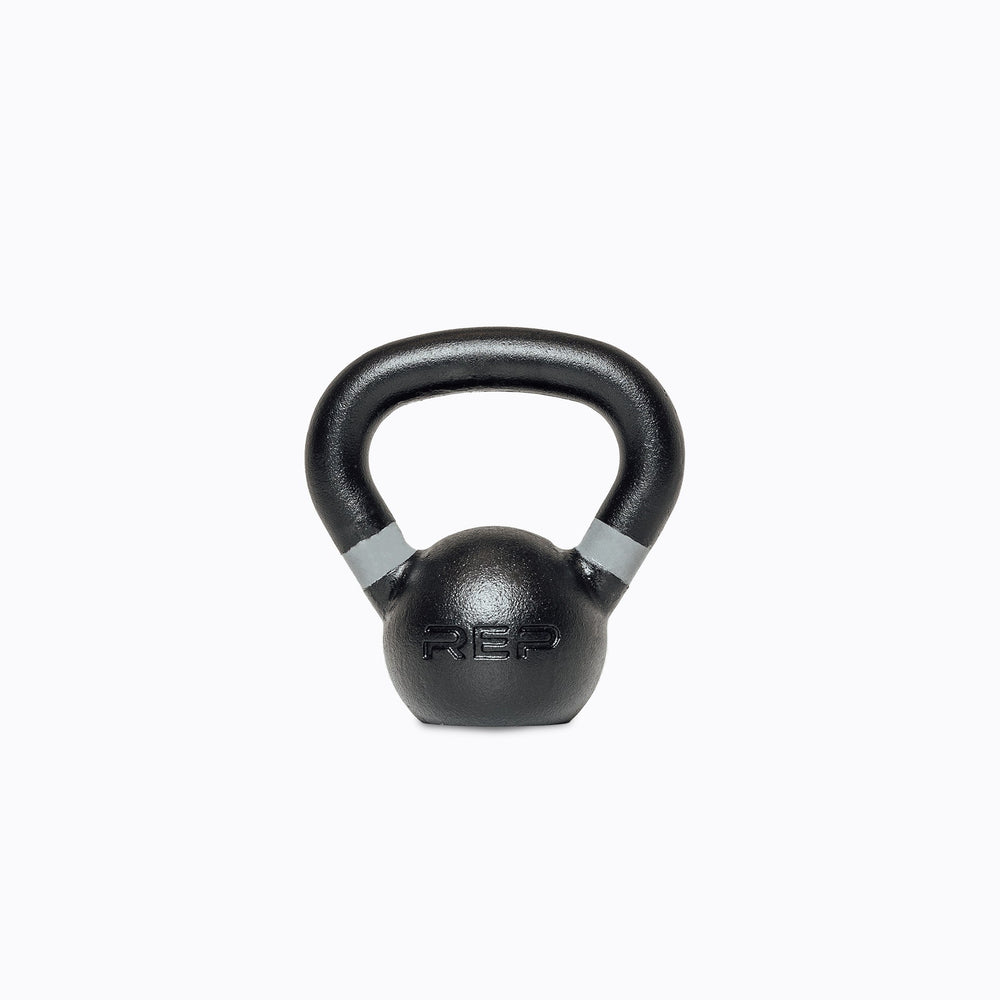 Grey 4kg marked kettlebell – premium cast-iron kettlebell from with color-coded handle, textured black coating for superior grip, and flat bases for stability; ideal for strength, conditioning, and full-body training; available individually or in sets from Rep Fitness UK | Shop Premium Gym Equipment for Home & Commercial Use, Best Online Gym Equipment UK