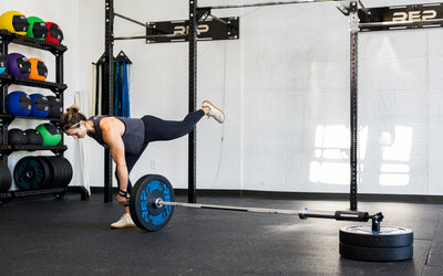 An athlete performing single leg RDLs with the Free Standing REP® x Kleva Built® Adroit Landmine from Rep Fitness UK | Shop Premium Gym Equipment for Home & Commercial Use Online | Best Online Gym Equipment UK