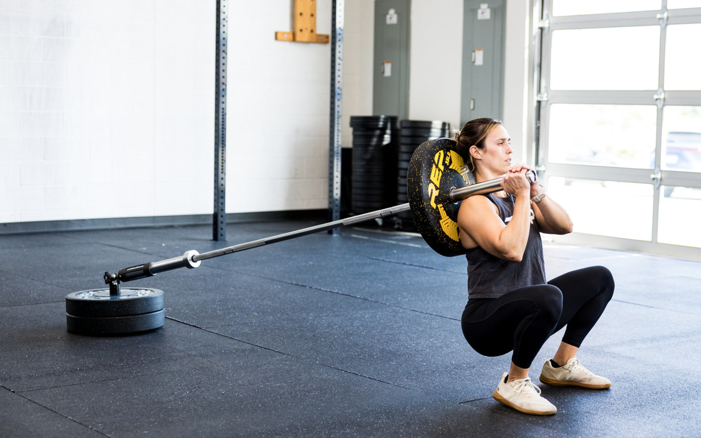 An athlete performing squats with the Free Standing REP® x Kleva Built® Adroit Landmine from Rep Fitness UK | Shop Premium Gym Equipment for Home & Commercial Use Online | Best Online Gym Equipment UK