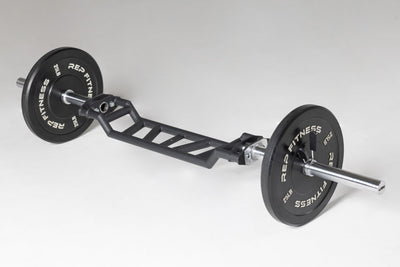 Loaded Cambered Swiss Bar, premium chrome sleeve with REP logo, versatile multi-grip barbell with cambered design for greater range of motion and muscle engagement; features moderate knurling, round tubing for comfort, removable eyebolt for cable attachments, standard collar compatibility, and premium construction for advanced strength training from Rep Fitness UK | Shop Premium Gym Equipment for Home & Commercial Use, Best Online Gym Equipment