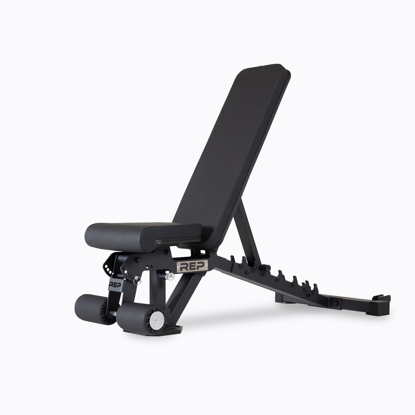 REP Fitness AB-3000 2.0 adjustable bench showing flat, incline, and decline angles with ladder-style back adjustment from Rep Fitness UK | Shop Best Premium Gym Equipment for Home & Commercial Use Online