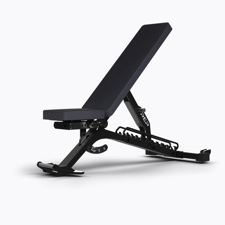 Metallic Black BlackWing bench, premium flat-incline-decline weight bench built from 11-gauge steel with patented ZeroGap® technology, 12 back angles, 6 seat positions, IPF-standard height, and optional leg roller compatibility for ultimate strength, comfort, and versatility in home or commercial gyms from Rep Fitness UK | Shop Premium Gym Equipment for Home & Commercial Use, Best Online Gym Equipment UK
