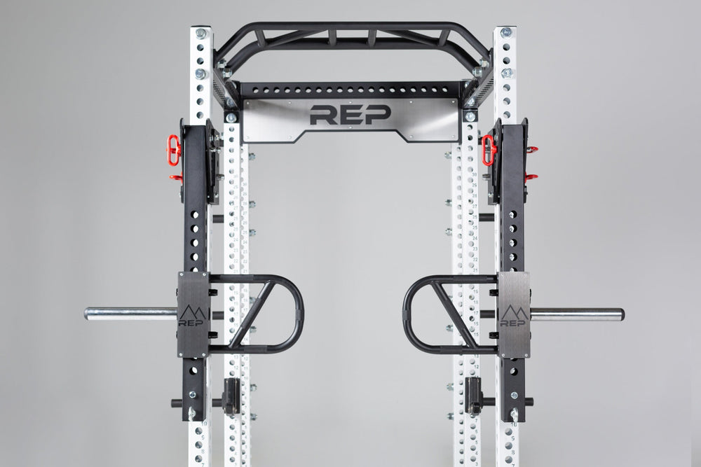 Multi-Grip Pull-Up Bar on PR-5000 Power Rack, durable 14-gauge steel bar; features 1.25” front and angled/neutral grips, 2” rear bar, multiple grip options (6”–28.4”), attach bands for added versatility, reversible for low ceilings, space-saving home gym pull-up station from Rep Fitness UK | Shop Premium Gym Equipment for Home & Commercial Use, Best Online Gym Equipment