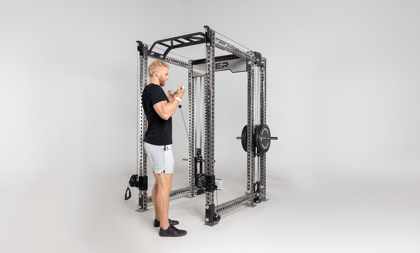Multi-Grip Curl Bar Cable Attachment In Use from Rep Fitness UK | Shop Best Premium Gym Equipment for Home & Commercial Use Online