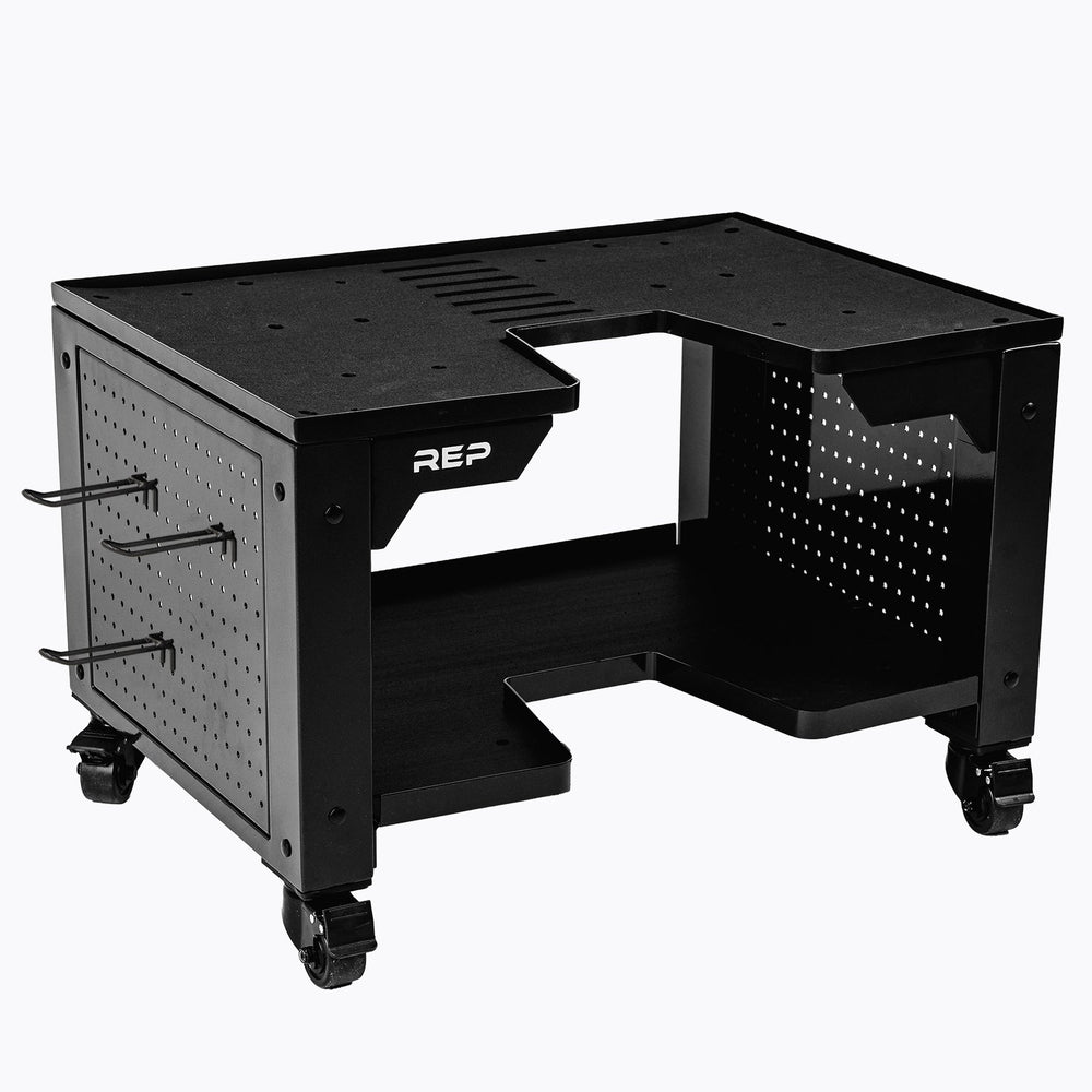 Multipurpose dumbbell storage cart in matte black for organized gym equipment storage from Rep Fitness UK | Shop Premium Gym Equipment for Home & Commercial Use Online