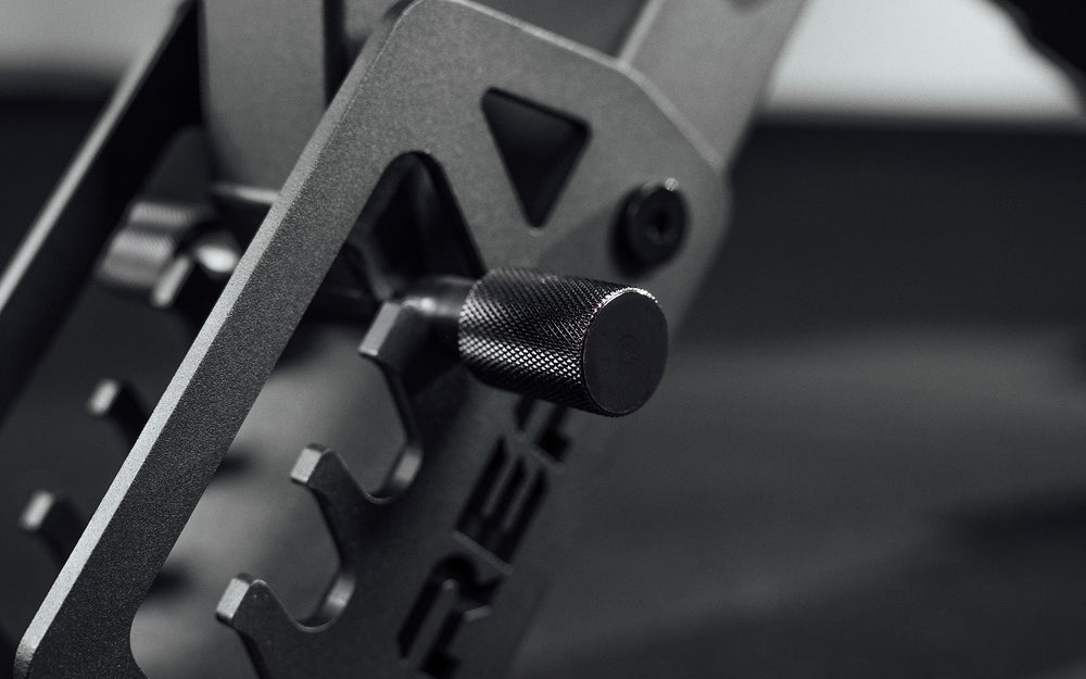 Nighthawk matte black bench close-up height adjustment from Rep Fitness UK | Shop Premium Gym Equipment for Home & Commercial Use Online