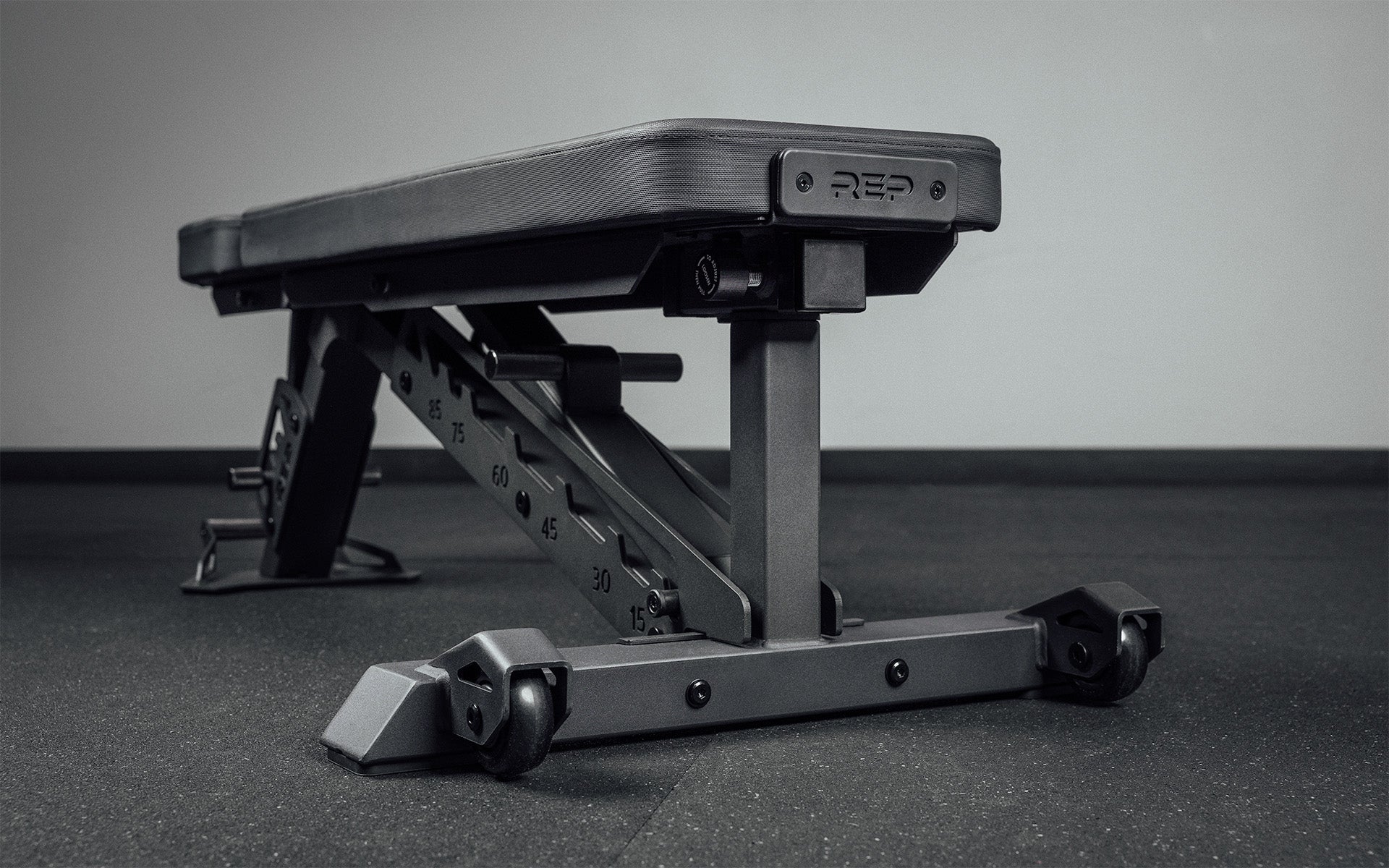 Nighthawk matte black bench closeup matte black option from Rep Fitness UK | Shop Premium Gym Equipment for Home & Commercial Use Online