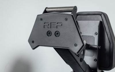Nighthawk matte black bench closeup showing floor rest from underneath from Rep Fitness UK | Shop Premium Gym Equipment for Home & Commercial Use Online