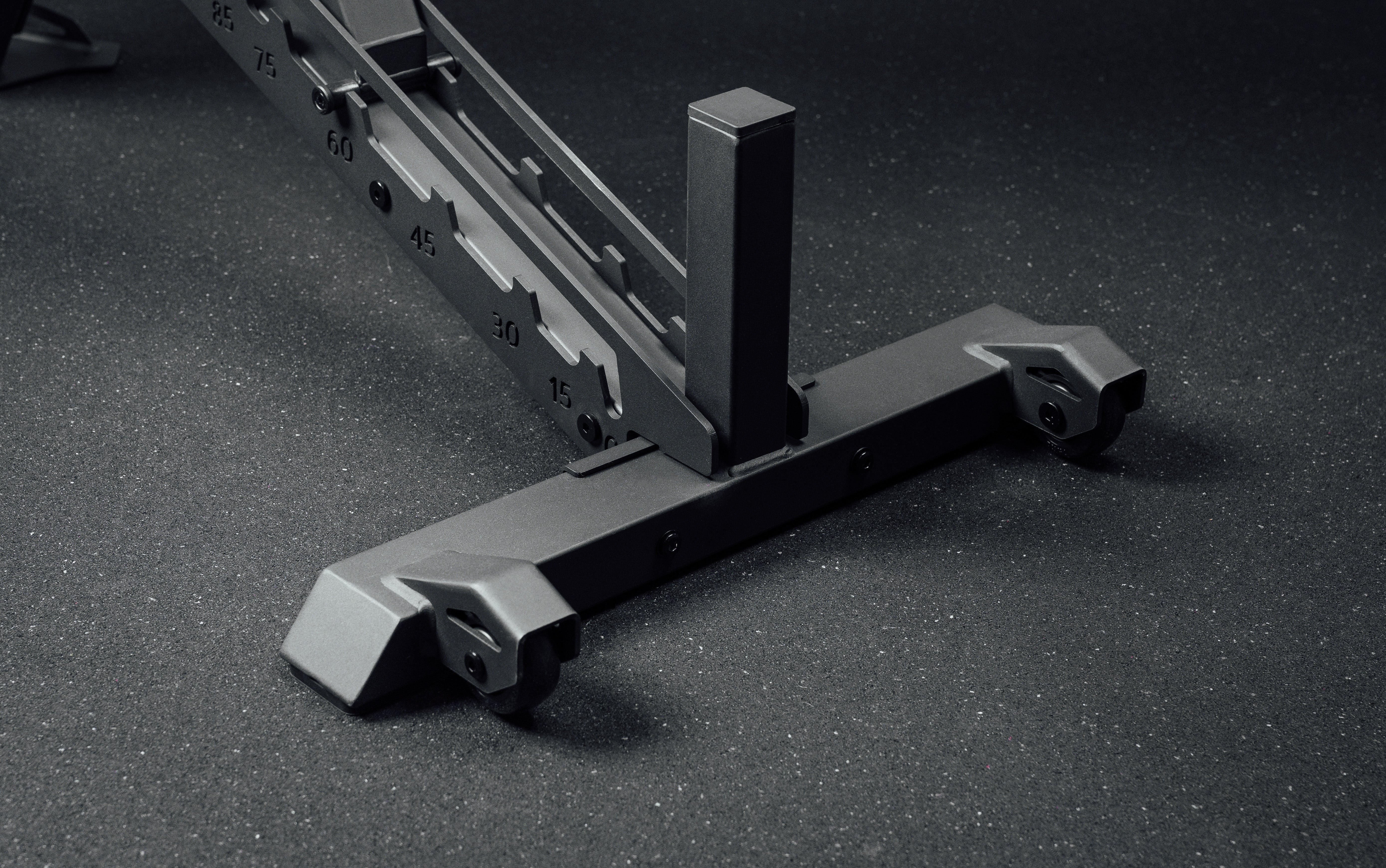 Nighthawk matte black bench foot rest rear closeup from Rep Fitness UK | Shop Premium Gym Equipment for Home & Commercial Use Online