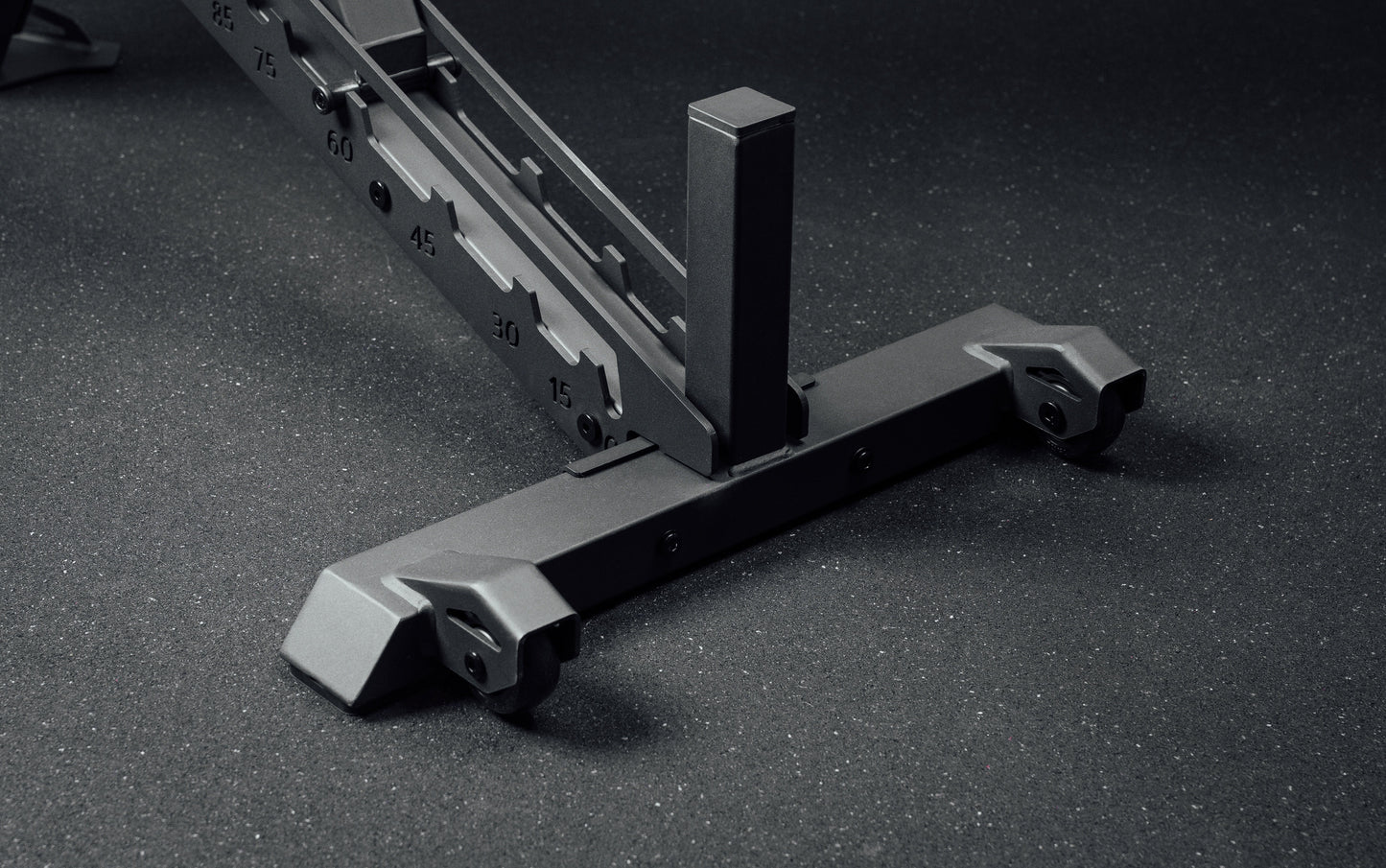 Nighthawk matte black bench foot rest rear closeup from Rep Fitness UK | Shop Premium Gym Equipment for Home & Commercial Use Online