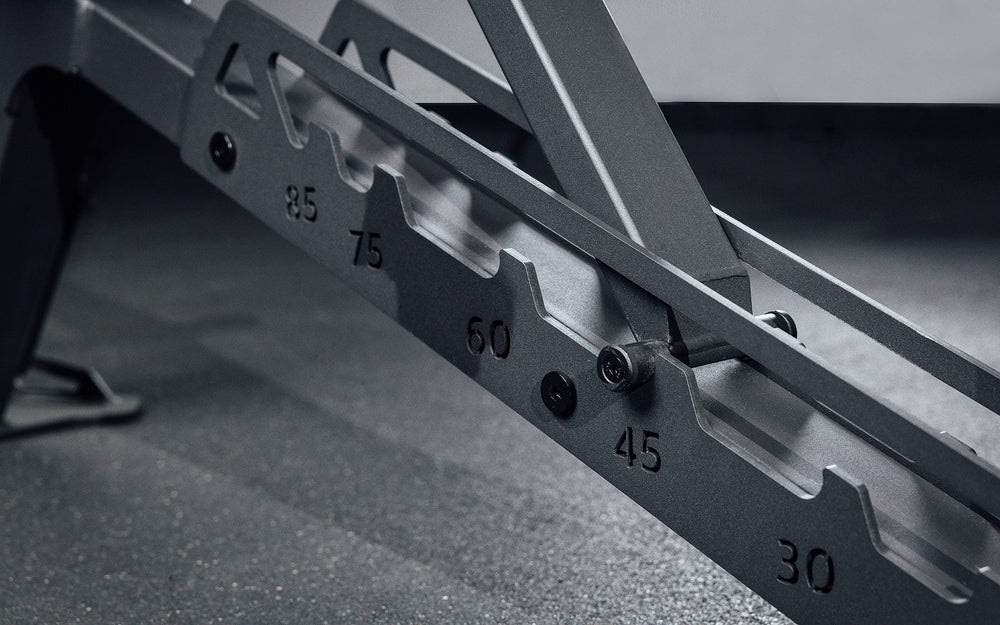 Nighthawk matte black bench seat position adjuster closeup from Rep Fitness UK | Shop Premium Gym Equipment for Home & Commercial Use Online