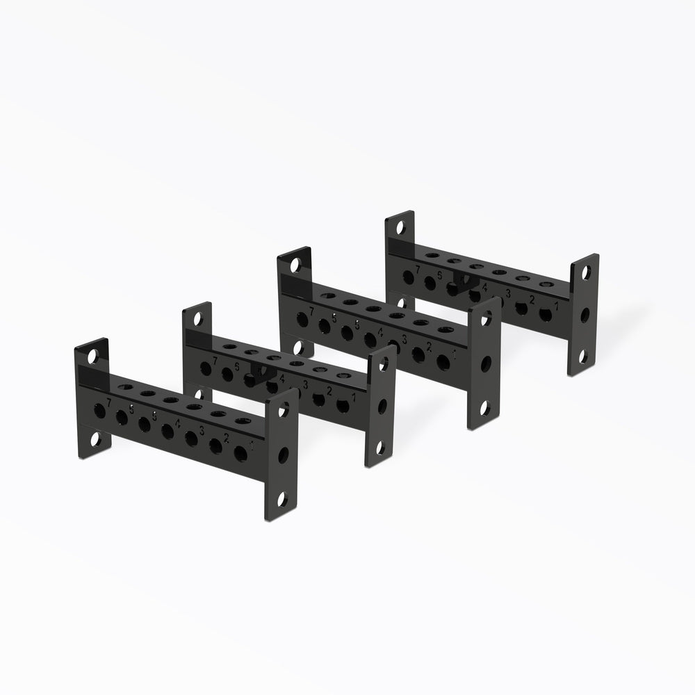 PR-5000 Crossmembers Metallic Black 16" Set of Four, 3x3” 11-gauge steel rack connectors with 1” holes, 2” spacing, and laser-cut numbers; easy bolt-on installation with included hardware, multiple powder-coat from Rep Fitness UK | Shop Premium Gym Equipment for Home & Commercial Use, Best Online Gym Equipment