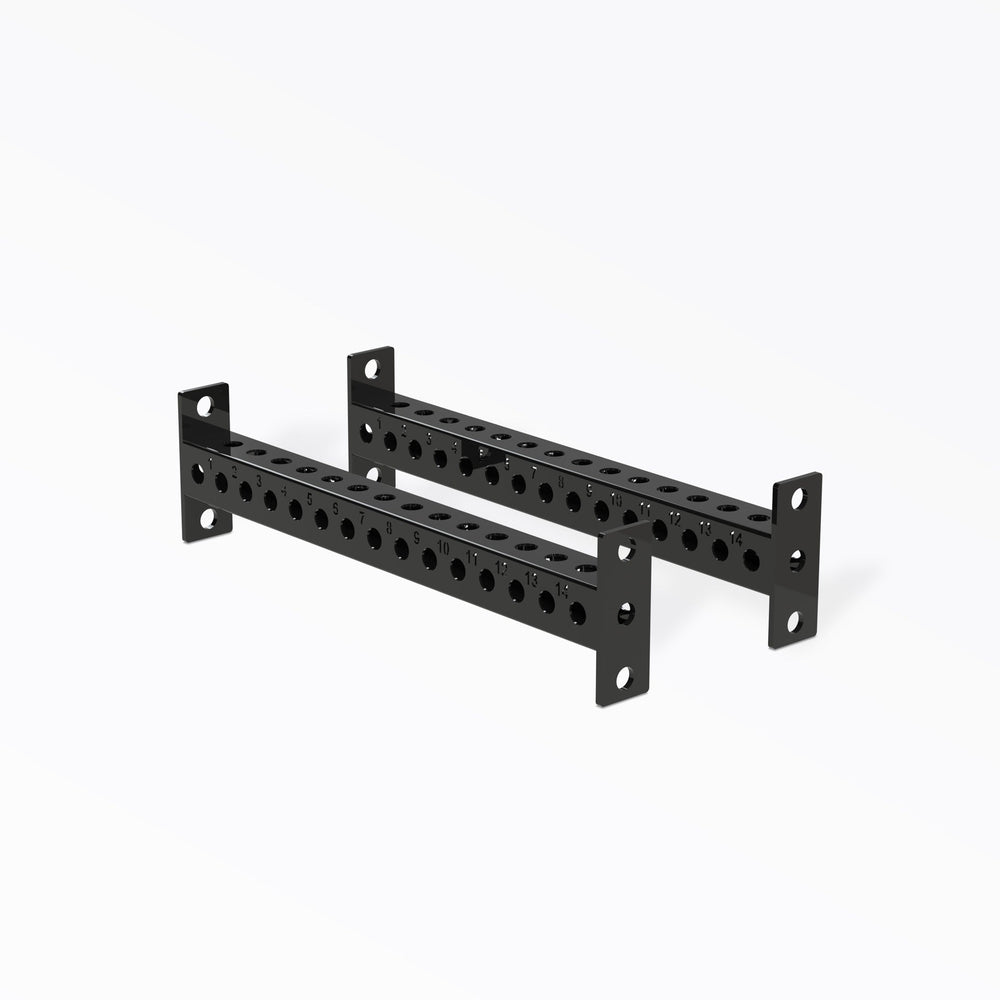 PR-5000 Crossmembers Metallic Black 30" Pair, 3x3” 11-gauge steel rack connectors with 1” holes, 2” spacing, and laser-cut numbers; easy bolt-on installation with included hardware, multiple powder-coat from Rep Fitness UK | Shop Premium Gym Equipment for Home & Commercial Use, Best Online Gym Equipment