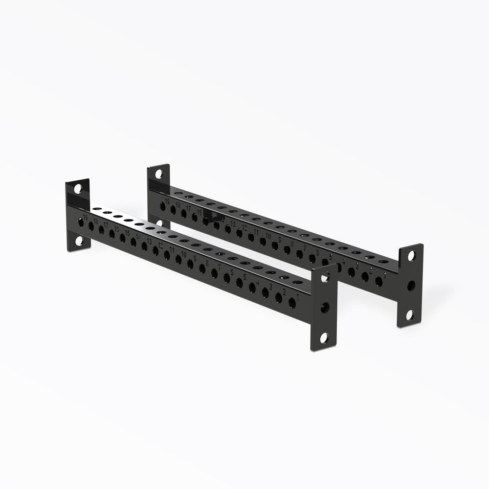 PR-5000 Crossmembers Metallic Black 41" Pair, 3x3” 11-gauge steel rack connectors with 1” holes, 2” spacing, and laser-cut numbers; easy bolt-on installation with included hardware, multiple powder-coat from Rep Fitness UK | Shop Premium Gym Equipment for Home & Commercial Use, Best Online Gym Equipment