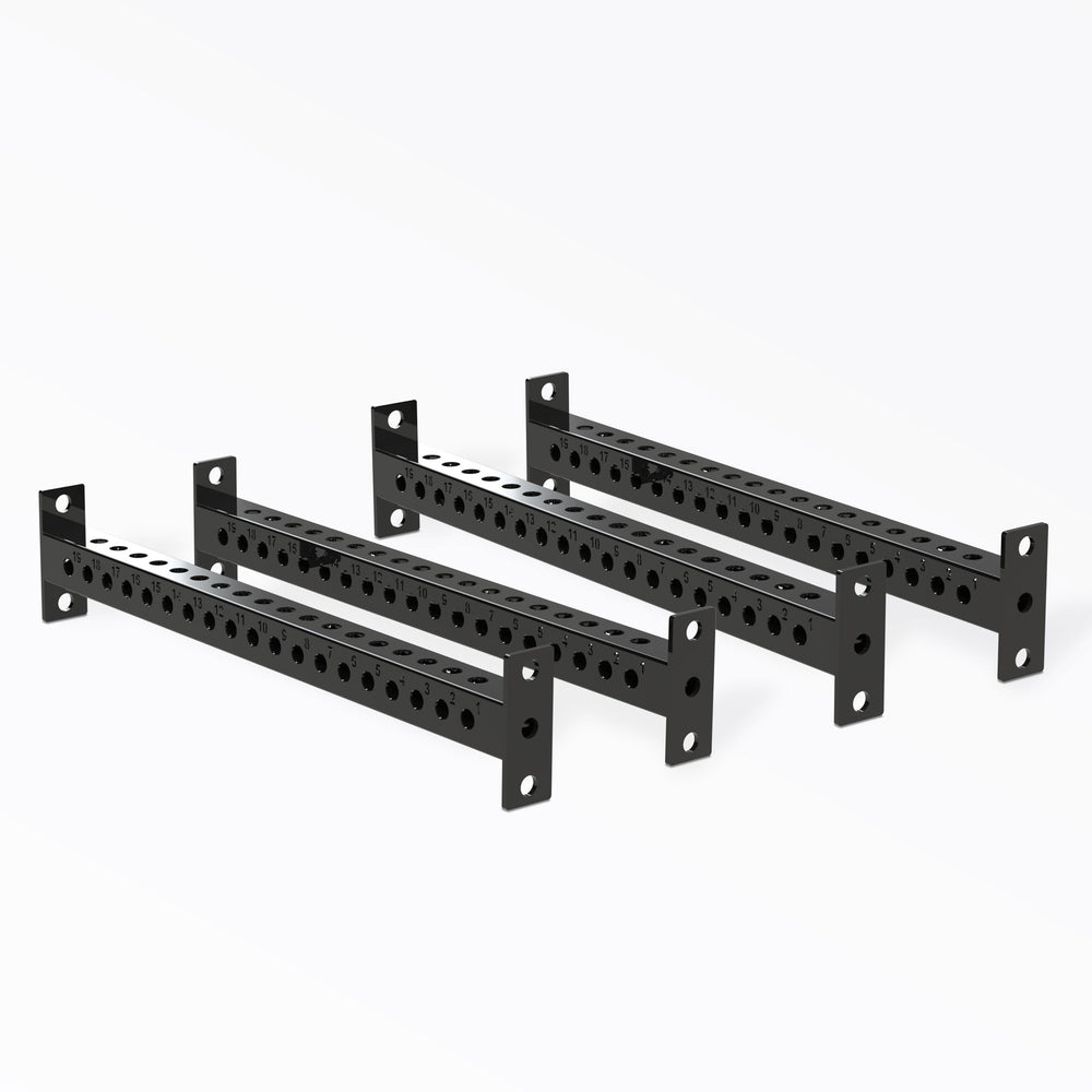 PR-5000 Crossmembers Metallic Black 41" Set of Four, 3x3” 11-gauge steel rack connectors with 1” holes, 2” spacing, and laser-cut numbers; easy bolt-on installation with included hardware, multiple powder-coat from Rep Fitness UK | Shop Premium Gym Equipment for Home & Commercial Use, Best Online Gym Equipment