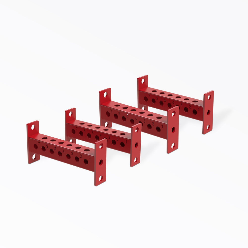 PR-5000 Crossmembers Red 16" Set of Four, 3x3” 11-gauge steel rack connectors with 1” holes, 2” spacing, and laser-cut numbers; easy bolt-on installation with included hardware, multiple powder-coat from Rep Fitness UK | Shop Premium Gym Equipment for Home & Commercial Use, Best Online Gym Equipment