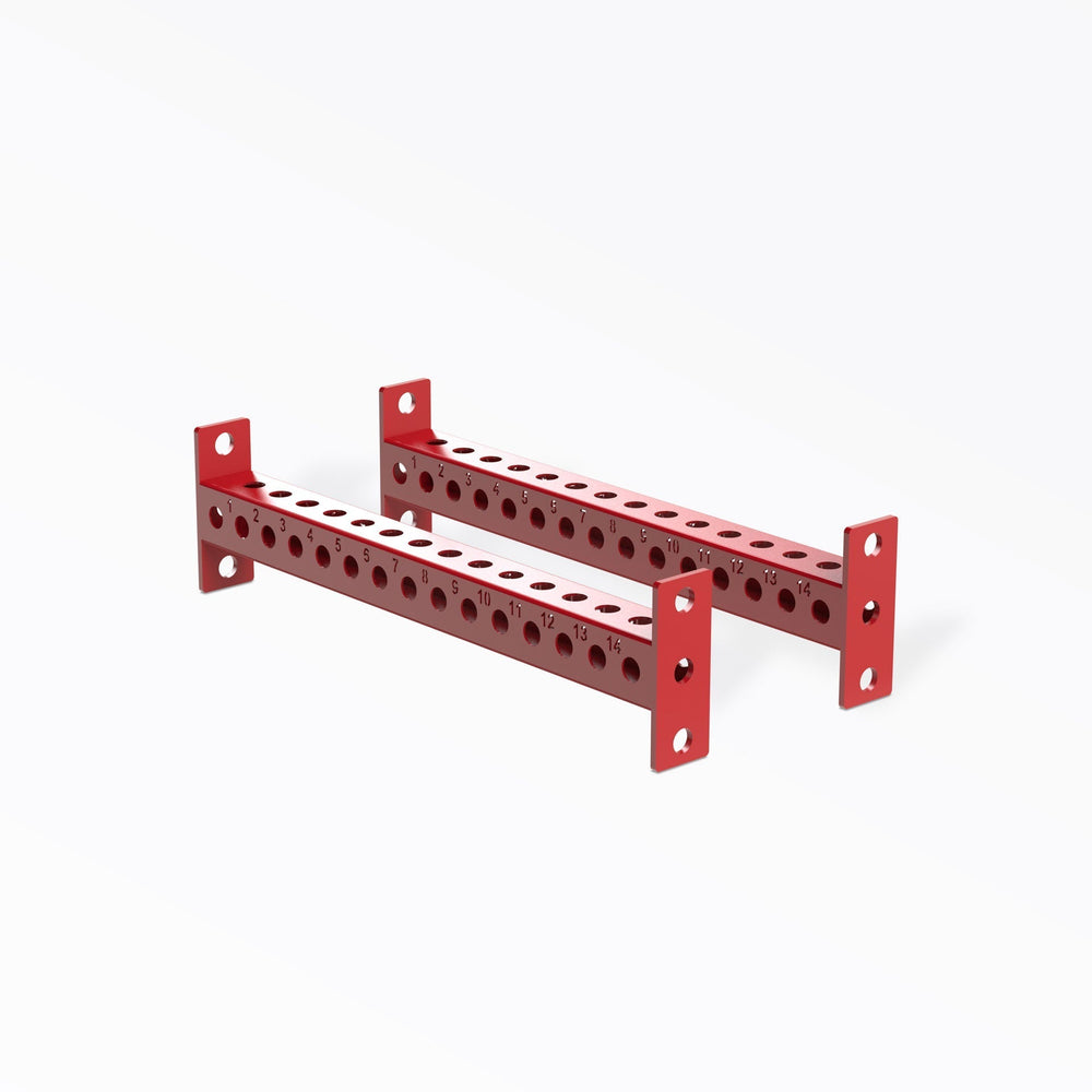 PR-5000 Crossmembers Red 30" Pair, 3x3” 11-gauge steel rack connectors with 1” holes, 2” spacing, and laser-cut numbers; easy bolt-on installation with included hardware, multiple powder-coat from Rep Fitness UK | Shop Premium Gym Equipment for Home & Commercial Use, Best Online Gym Equipment