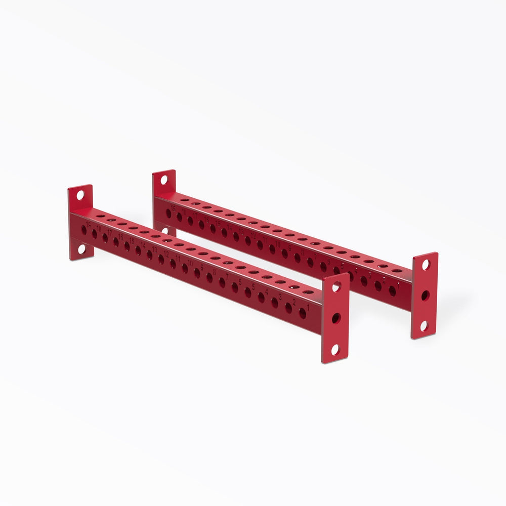 PR-5000 Crossmembers Red 41" Pair, 3x3” 11-gauge steel rack connectors with 1” holes, 2” spacing, and laser-cut numbers; easy bolt-on installation with included hardware, multiple powder-coat from Rep Fitness UK | Shop Premium Gym Equipment for Home & Commercial Use, Best Online Gym Equipment