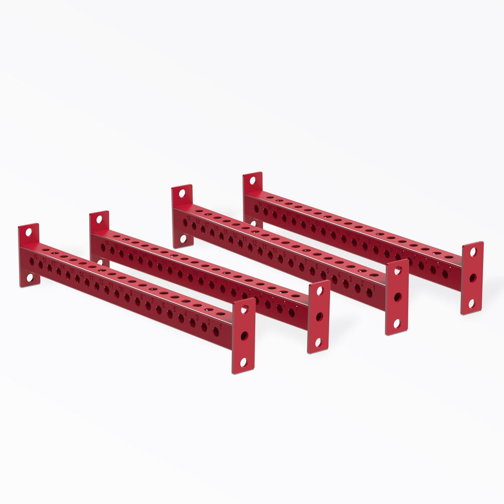 PR-5000 Crossmembers Red 41" Set of Four, 3x3” 11-gauge steel rack connectors with 1” holes, 2” spacing, and laser-cut numbers; easy bolt-on installation with included hardware, multiple powder-coat from Rep Fitness UK | Shop Premium Gym Equipment for Home & Commercial Use, Best Online Gym Equipment