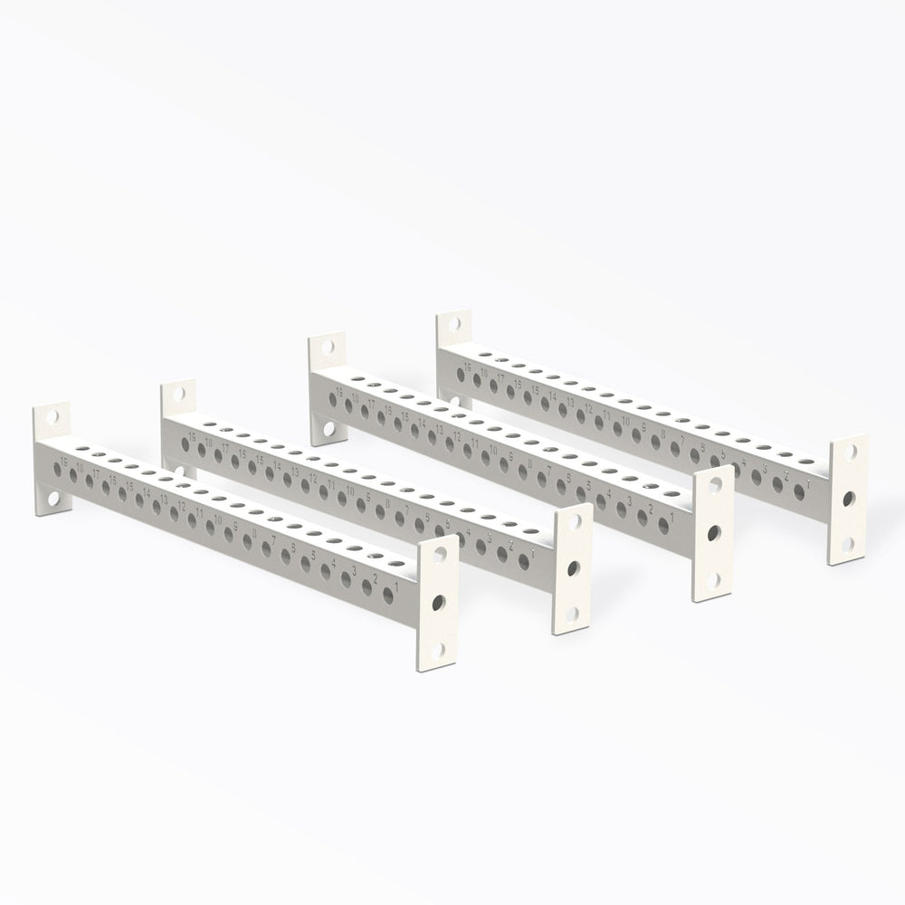 PR-5000 Crossmembers White 41" Set of Four, 3x3” 11-gauge steel rack connectors with 1” holes, 2” spacing, and laser-cut numbers; easy bolt-on installation with included hardware, multiple powder-coat from Rep Fitness UK | Shop Premium Gym Equipment for Home & Commercial Use, Best Online Gym Equipment