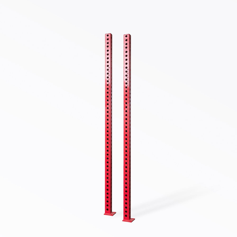 PR-5000 Power Rack Uprights Pair Red 80" 11-gauge steel uprights for sturdy, durable rack builds from Rep Fitness UK | Shop Premium Gym Equipment for Home & Commercial Use, Best Online Gym Equipment