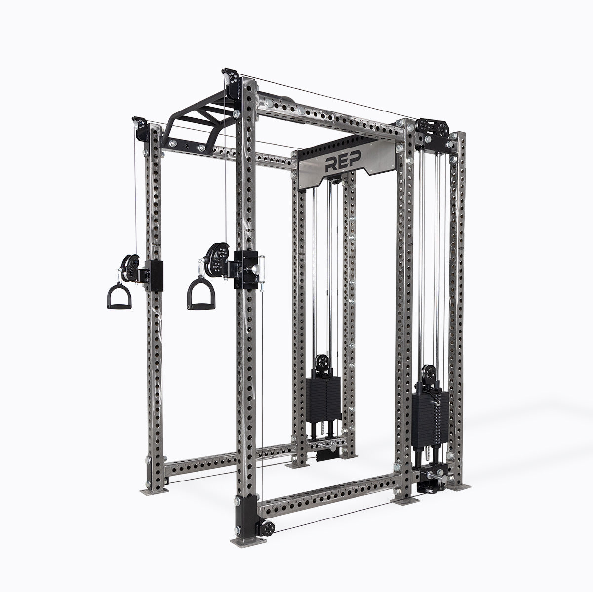 Athena Side Mount Functional Trainer on a clear coat power rack