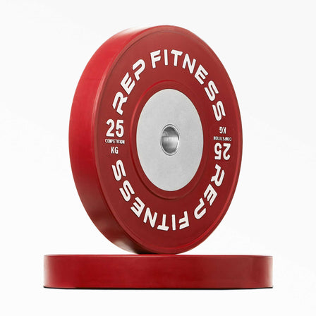Green 10kg Competition Bumper Plate Pair. REP Competition Bumper Plates are premium colour-coded KG Olympic weightlifting plates designed for low bounce, ultra-durability, and repeated drops from overhead from Rep Fitness UK | Shop Premium Gym Equipment for Home & Commercial Use Online | Best Online Gym Equipment UK
