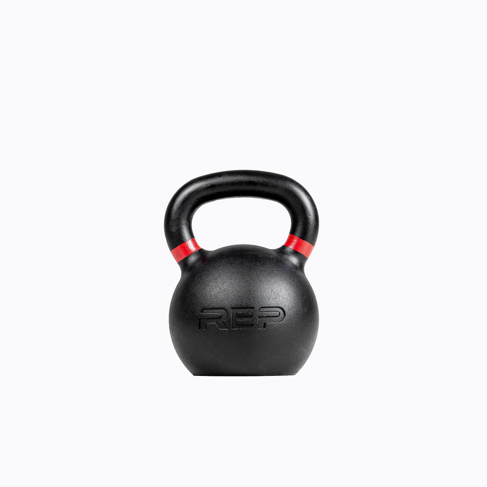 Red 8kg marked kettlebell – premium cast-iron kettlebell from with color-coded handle, textured black coating for superior grip, and flat bases for stability; ideal for strength, conditioning, and full-body training; available individually or in sets from Rep Fitness UK | Shop Premium Gym Equipment for Home & Commercial Use, Best Online Gym Equipment UK