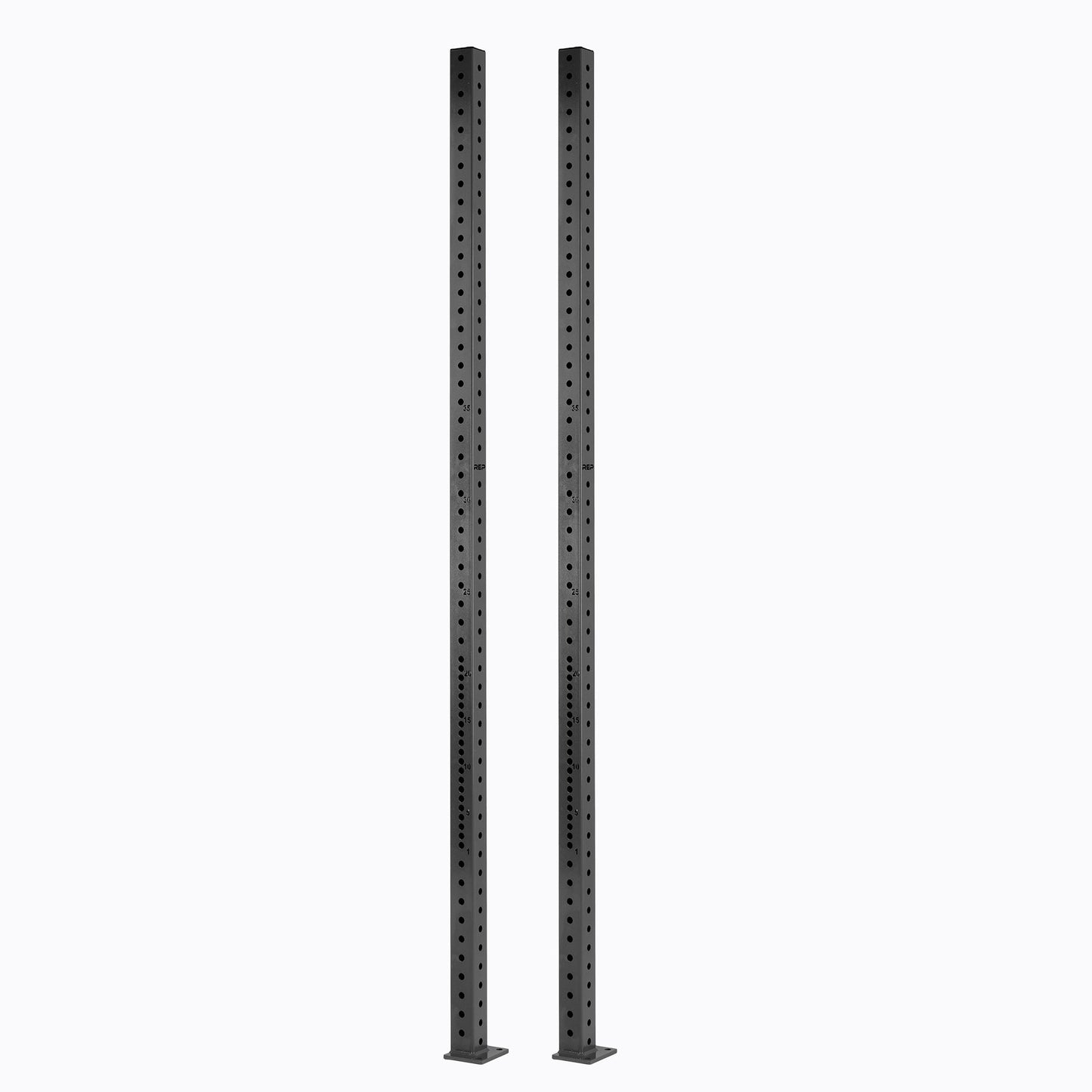 REP 108-inch commercial rig uprights made from 3x3-inch 11-gauge steel with numbered holes and powder-coated finish from Rep Fitness UK | Shop Best Premium Gym Equipment for Home & Commercial Use Online