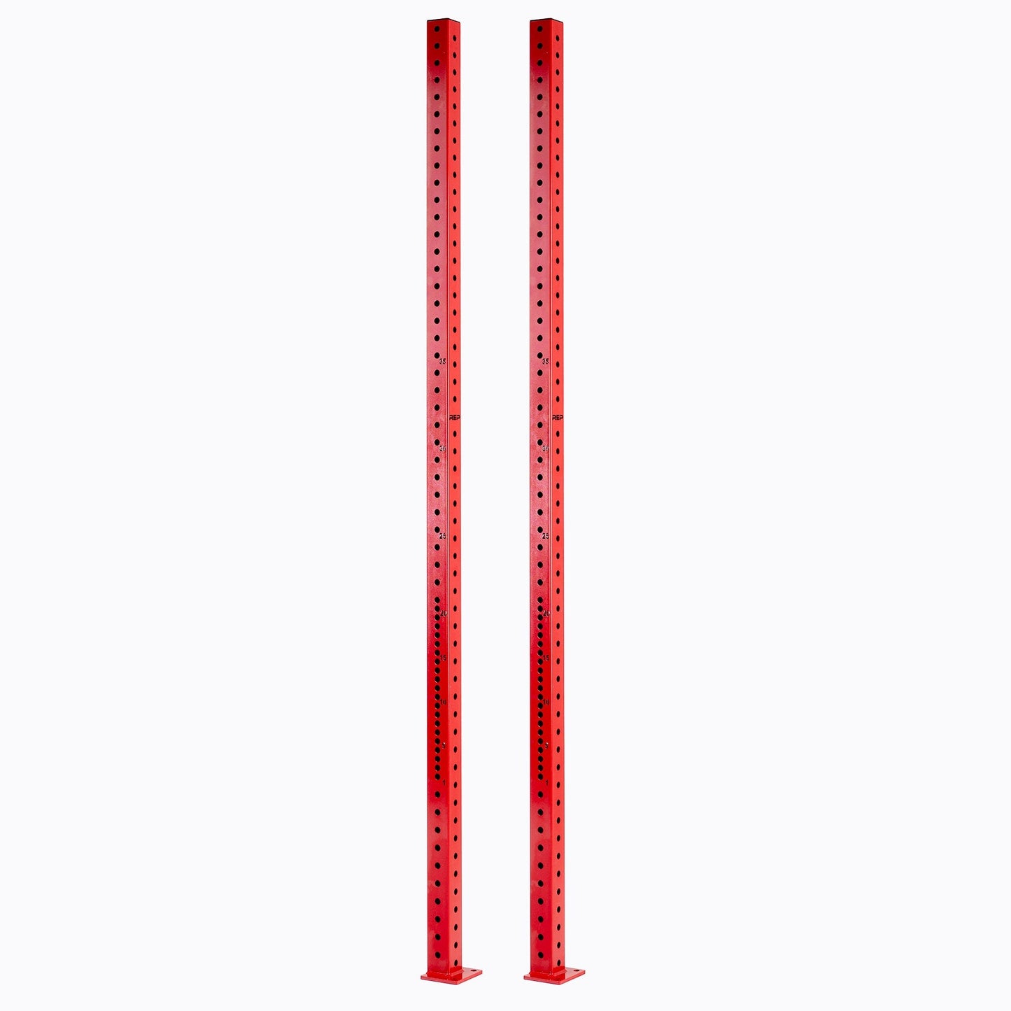 108-inch commercial rig uprights made from 3x3-inch 11-gauge steel with numbered holes and powder-coated finish from Rep Fitness UK | Shop Best Premium Gym Equipment for Home & Commercial Use Online