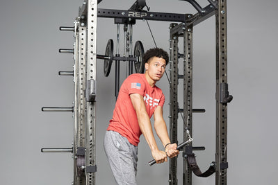 Sports Handle Cable Attachment In Use - Wood Chopper from Rep Fitness UK | Shop Best Premium Gym Equipment for Home & Commercial Use Online