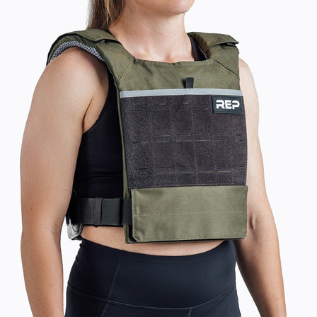 Strata Weight Vest in Olive, adjustable fit, padded ergonomic design, durable 750D Cordura®, secure plate compartments, and versatile use for strength, HIIT, and functional fitness from Rep Fitness UK | Shop Premium Gym Equipment for Home & Commercial Use, Best Online Gym Equipment UK