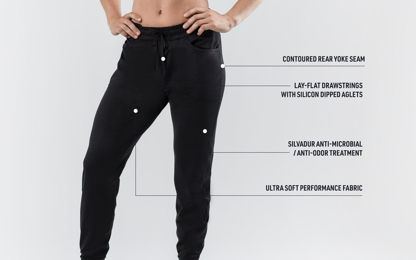 Women's Vellus Joggers feature callouts