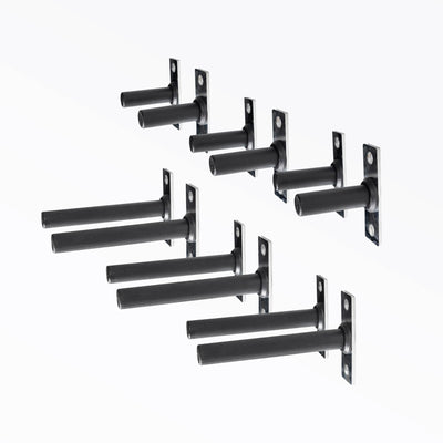 Weight Storage Horn Sets. Three pairs of 6” weight horns and three pairs of 12” weight horns. Heavy-duty 6” and 12” urethane-coated steel weight horns for 5000 Series racks; bolt-on design, holds up to 315 lbs of plates, rubber gasket stops protect weights, and compact storage solution for organized home or commercial gyms. Made from urethane-coated, 1" diameter solid bar stock. Easily bolt the weight horns onto your power rack from Rep Fitness UK | Shop Premium Gym Equipment for Home & Commercial Use, Best