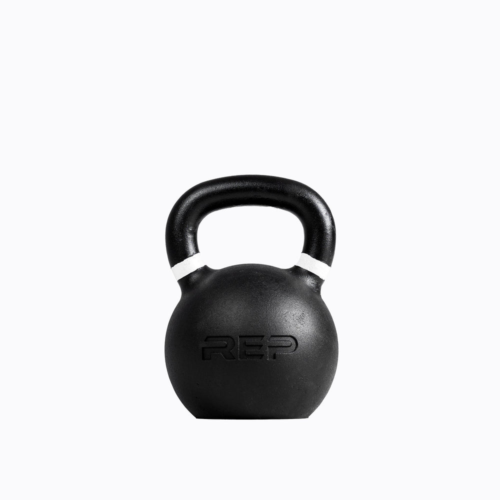White 44kg marked kettlebell – premium cast-iron kettlebell from with color-coded handle, textured black coating for superior grip, and flat bases for stability; ideal for strength, conditioning, and full-body training; available individually or in sets from Rep Fitness UK | Shop Premium Gym Equipment for Home & Commercial Use, Best Online Gym Equipment UK