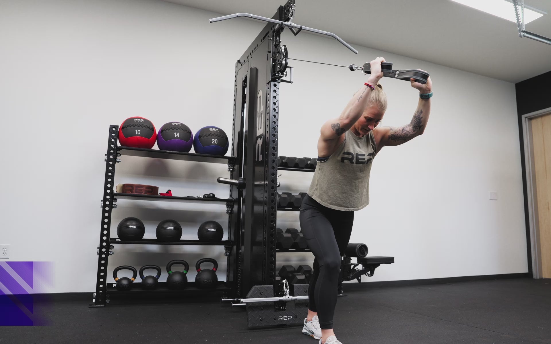 Adonis™ Cable Tower - 2:1 Functional Trainer & 1:1 Lat Pulldown/Low Row, Adonis™ Cable Tower shown with plate loaded, Selectorized with base support, premium space-saving cable machine for home or commercial gyms, 1:1 and 2:1 pulley ratios, 34 cable positions, and compatibility with REP’s 5000 Series racks, Pegasus™ attachment, and Modular Storage System for unmatched versatility and performance from Rep Fitness UK | Shop Premium Gym Equipment for